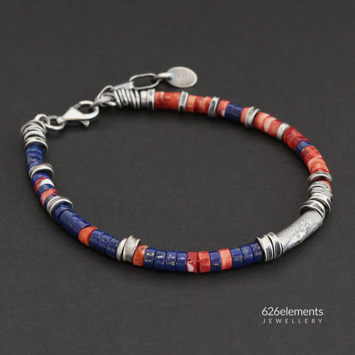 Spiny Oyster, Lapis Lazuli & Sterling Silver Bracelet
