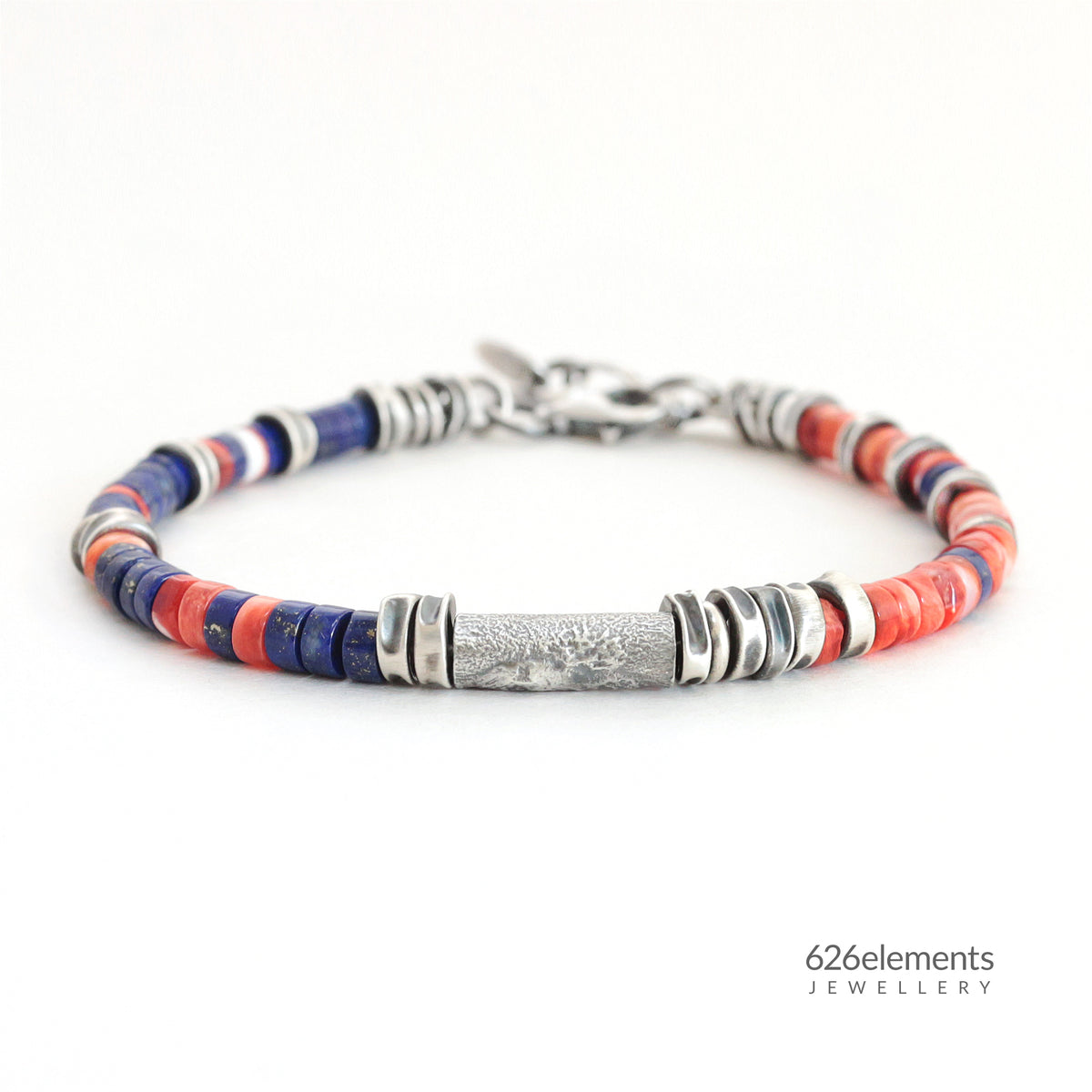 Spiny Oyster, Lapis Lazuli & Sterling Silver Bracelet