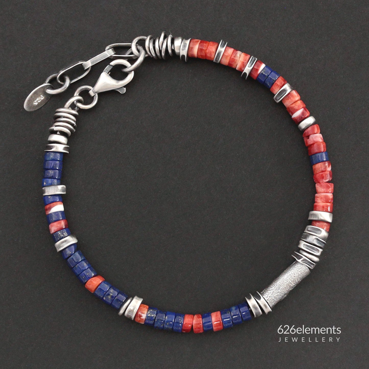 Spiny Oyster, Lapis Lazuli & Sterling Silver Bracelet
