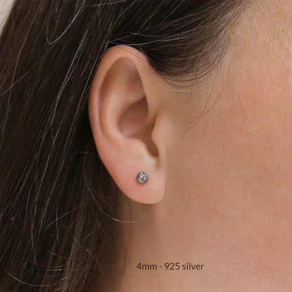 Oxidised Sterling Silver & 24k Gold Round Stud Earrings