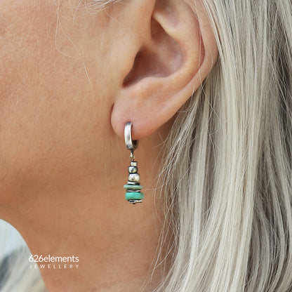 Turquoise & Oxidised Sterling Silver Dangle Earrings