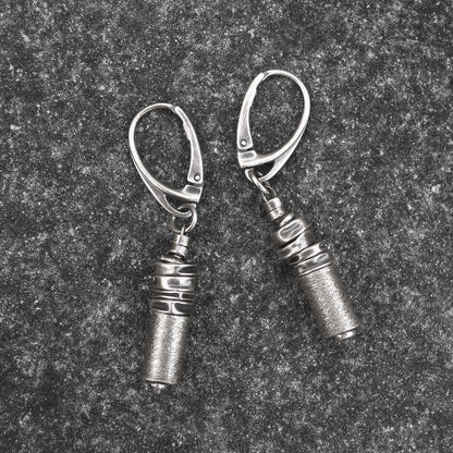 Oxidised Sterling Silver & Brushed Tube Dangle Earrings