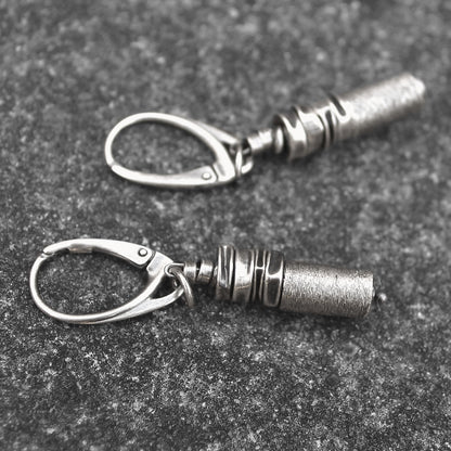 Oxidised Sterling Silver & Brushed Tube Dangle Earrings