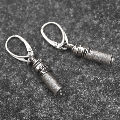 Oxidised Sterling Silver & Brushed Tube Dangle Earrings