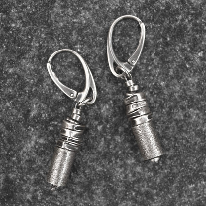 Oxidised Sterling Silver & Brushed Tube Dangle Earrings