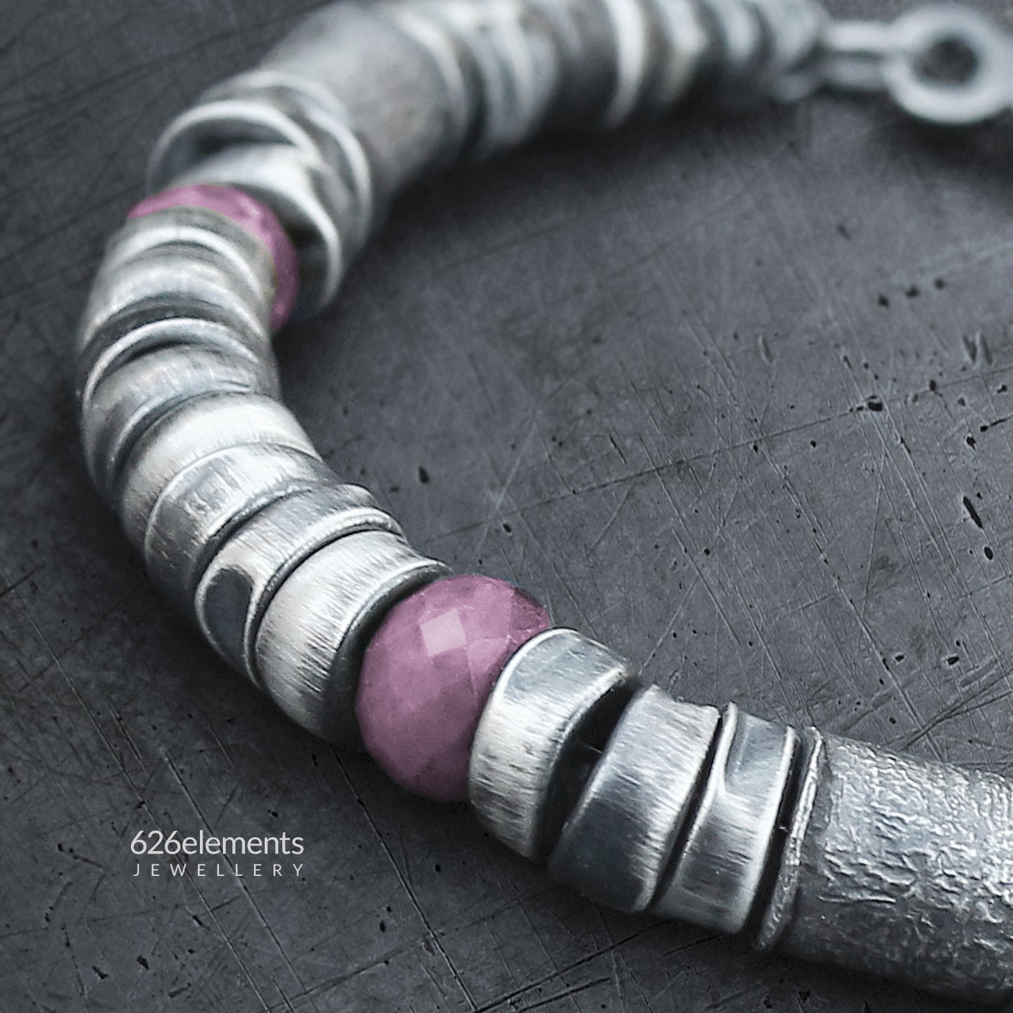 Pink Sapphire Sterling Silver Bracelet