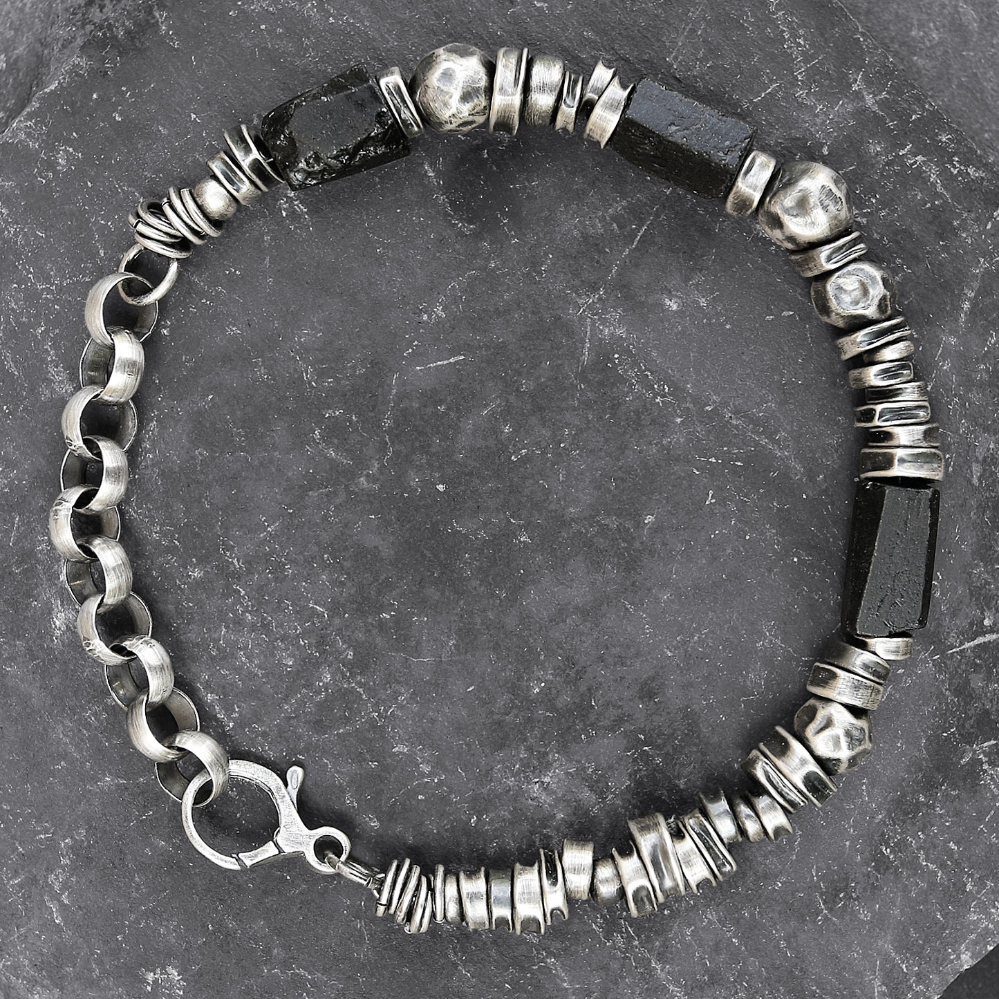 Men's Sterling Silver Tourmaline Bracelet