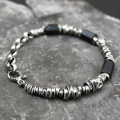 Men's Sterling Silver Tourmaline Bracelet