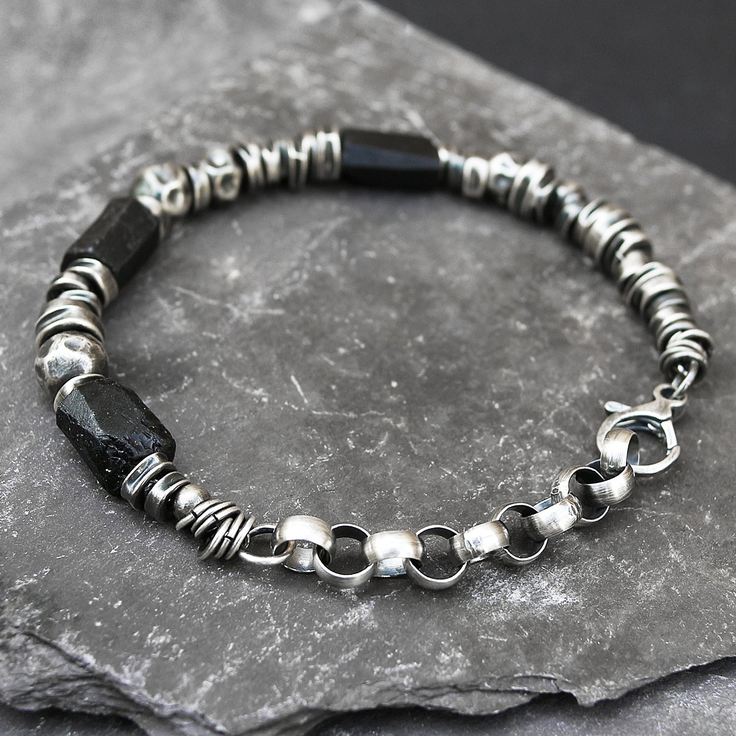 Men's Sterling Silver Tourmaline Bracelet