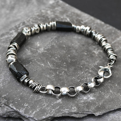 Men's Sterling Silver Tourmaline Bracelet