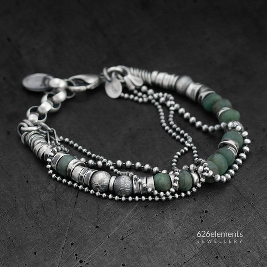 Oxidised 925 Silver Women's Gemstone Bracelet