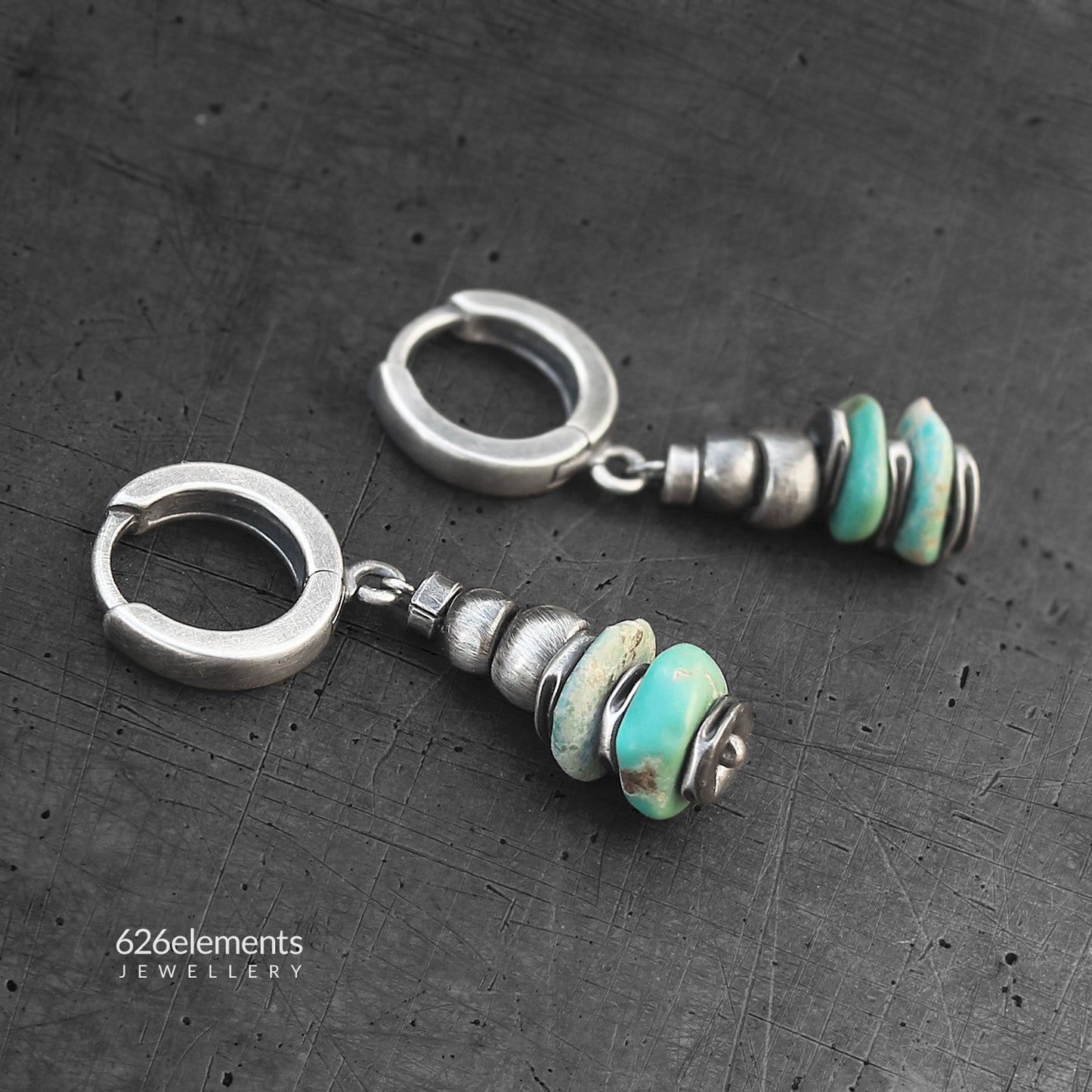 Turquoise & Oxidised Sterling Silver Dangle Earrings