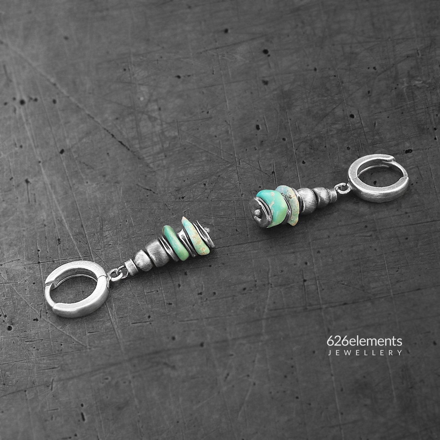 Turquoise & Oxidised Sterling Silver Dangle Earrings