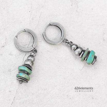 Turquoise & Oxidised Sterling Silver Dangle Earrings