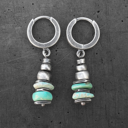 Turquoise & Oxidised Sterling Silver Dangle Earrings