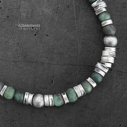 Men's Green Emerald Sterling Silver Bracelet