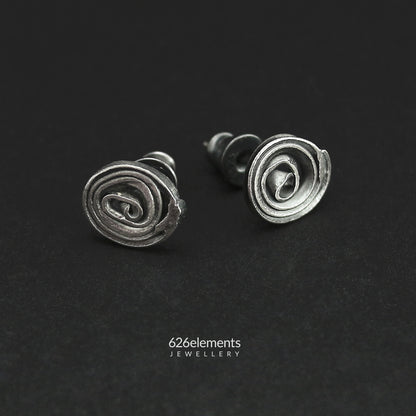 Oxidised Sterling Silver Swirl Studs