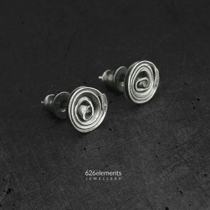 Oxidised Sterling Silver Swirl Studs