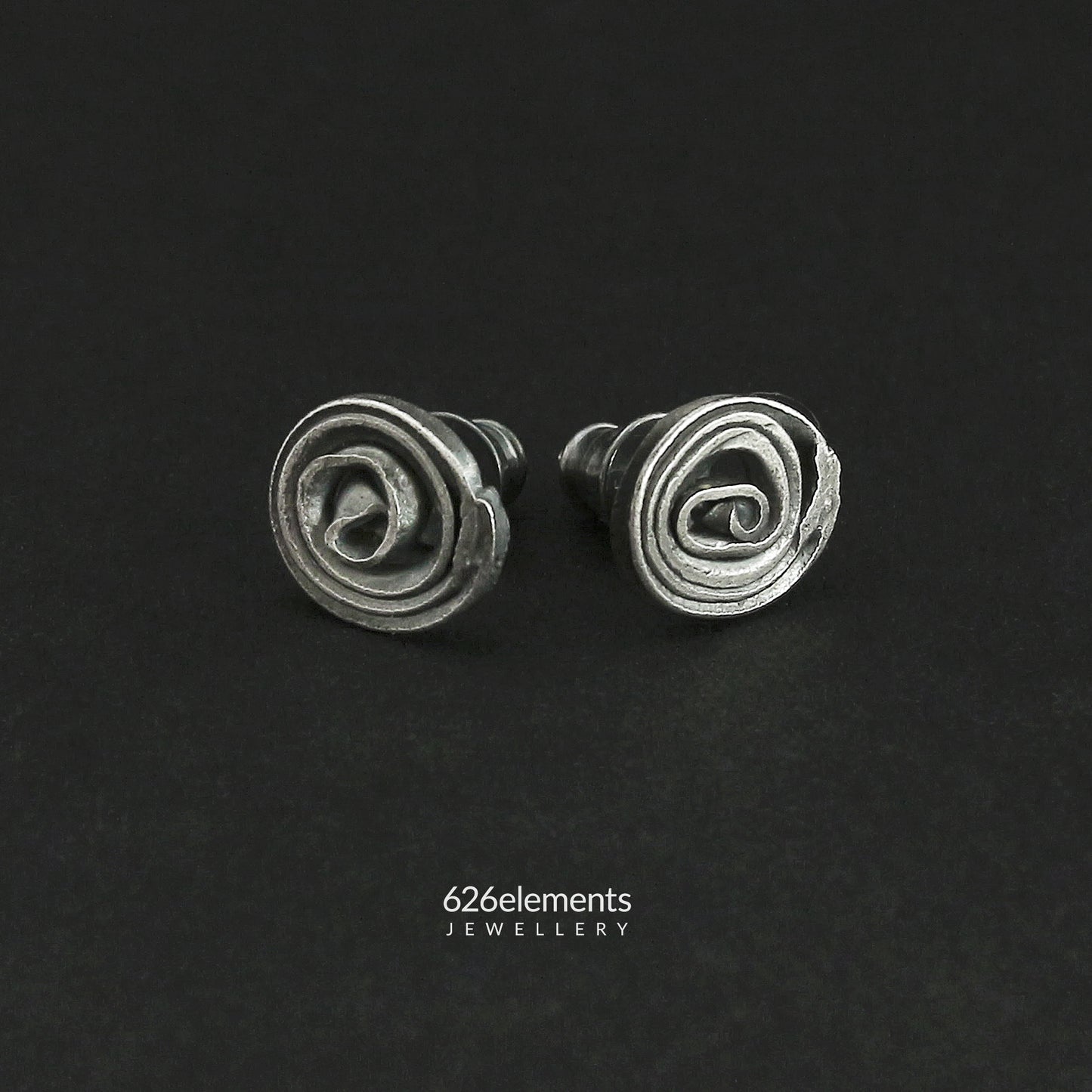 Oxidised Sterling Silver Swirl Studs