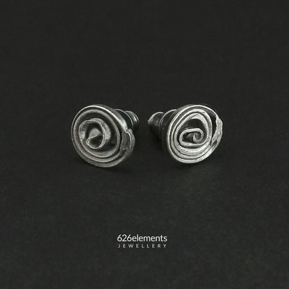 Oxidised Sterling Silver Swirl Studs