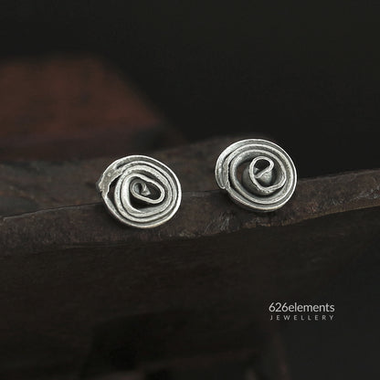 Oxidised Sterling Silver Swirl Studs