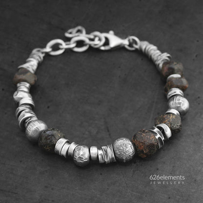 Men's Garnet Sterling Silver Bracelet