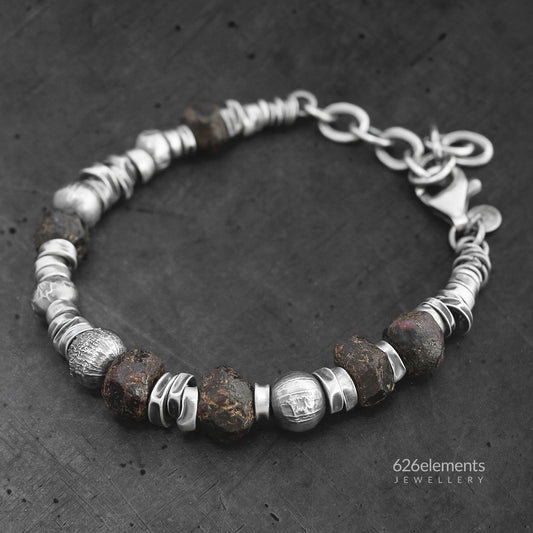 Men's Garnet Sterling Silver Bracelet