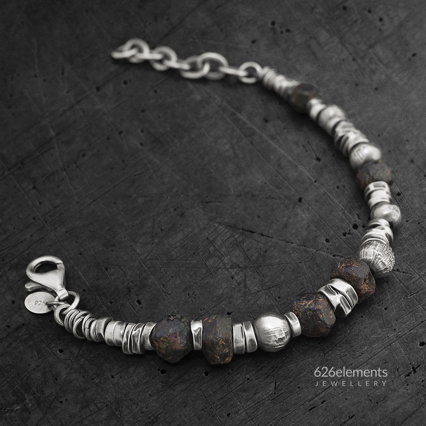 Men's Garnet Sterling Silver Bracelet