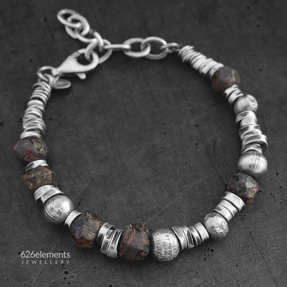 Men's Garnet Sterling Silver Bracelet