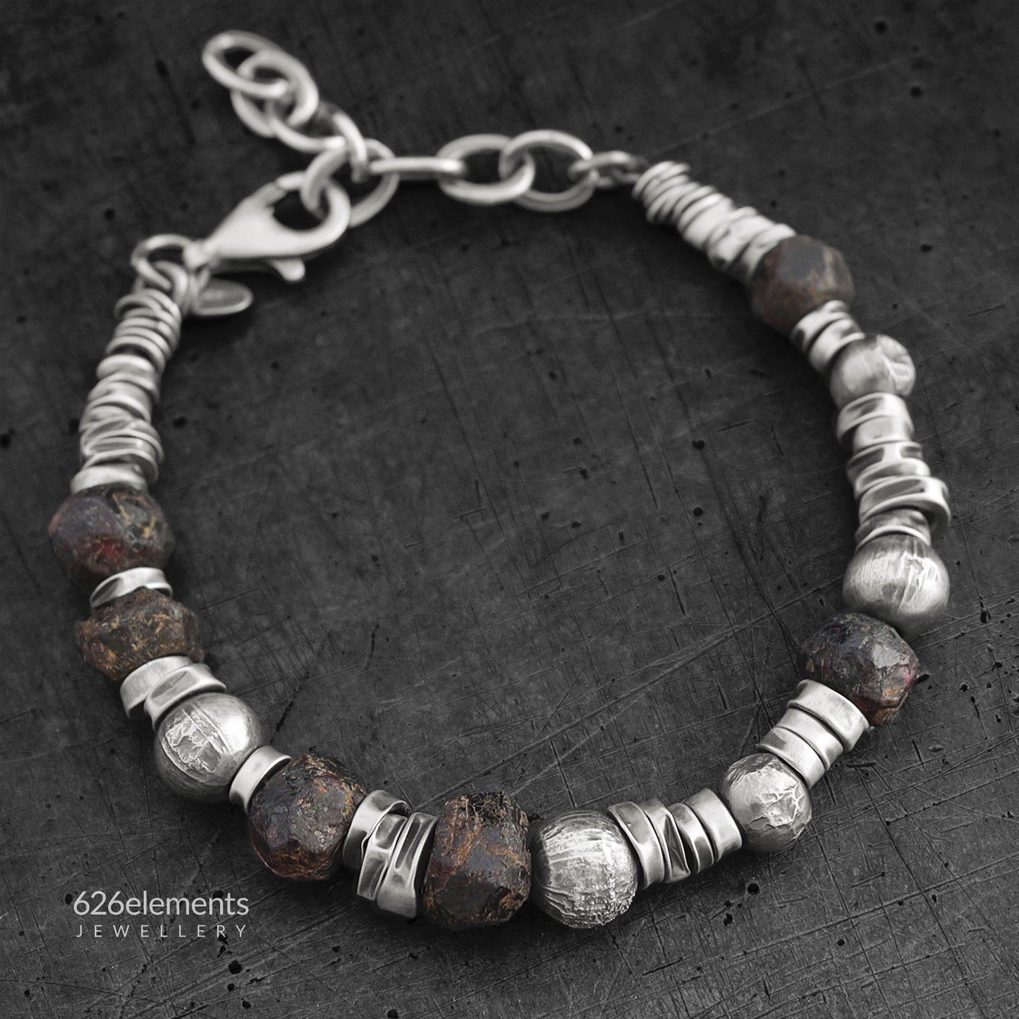 Men's Garnet Sterling Silver Bracelet