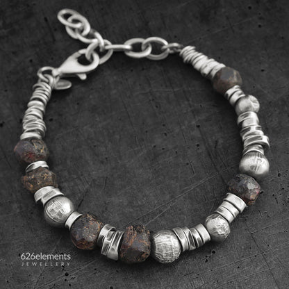 Men's Garnet Sterling Silver Bracelet