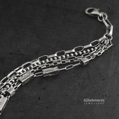 Oxidised 925 Silver Multi Chain Bracelet