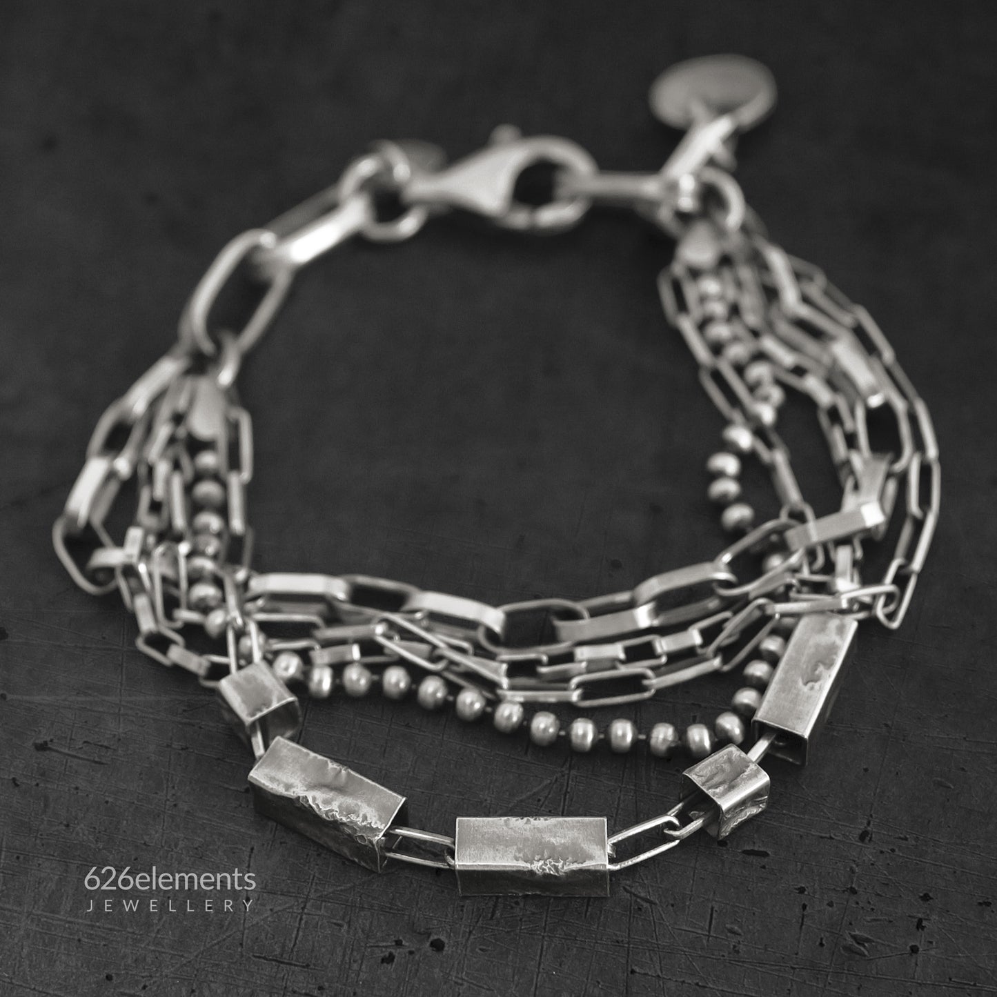 Oxidised 925 Silver Multi Chain Bracelet