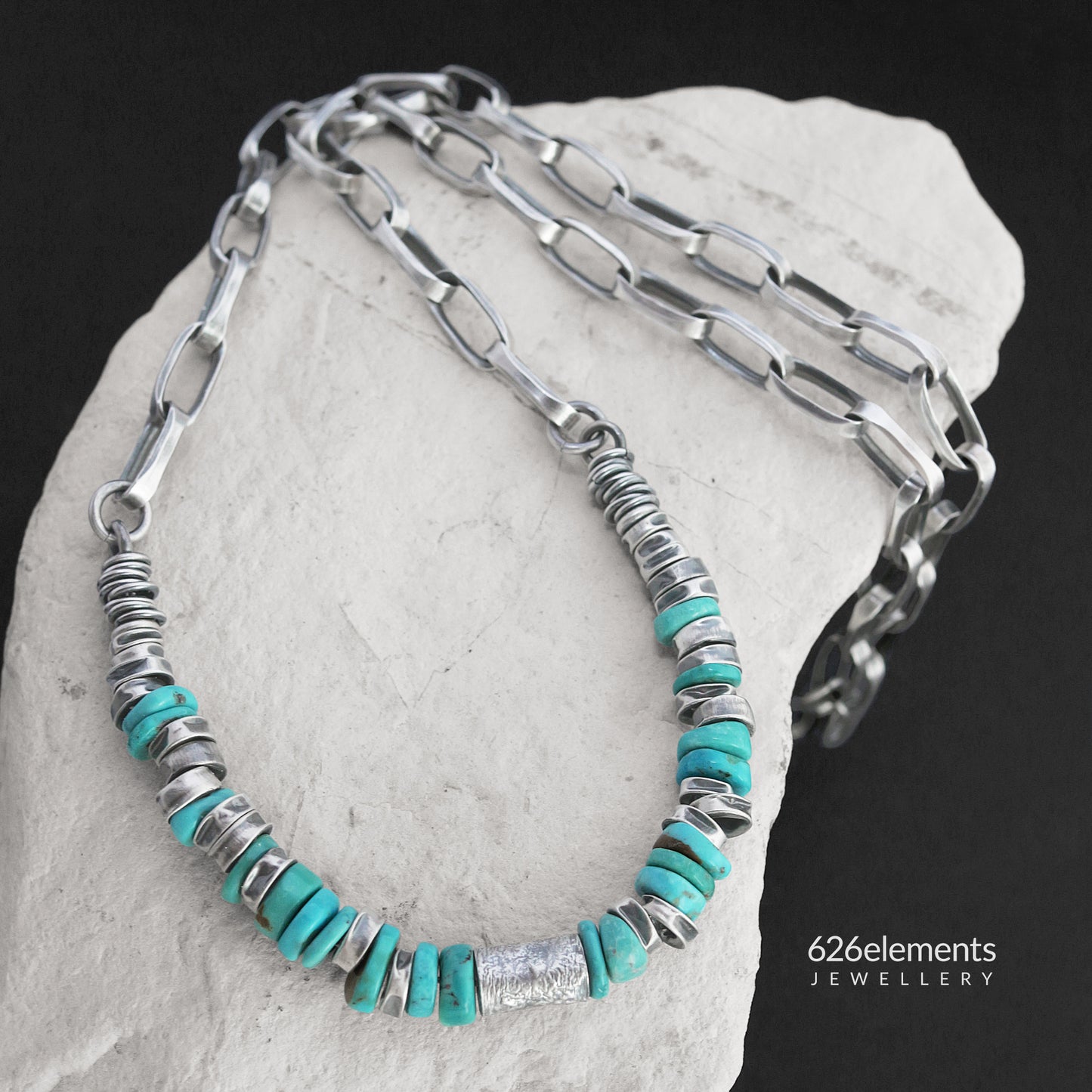 Men's Sterling Silver Turquoise Necklace