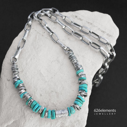 Men's Sterling Silver Turquoise Necklace