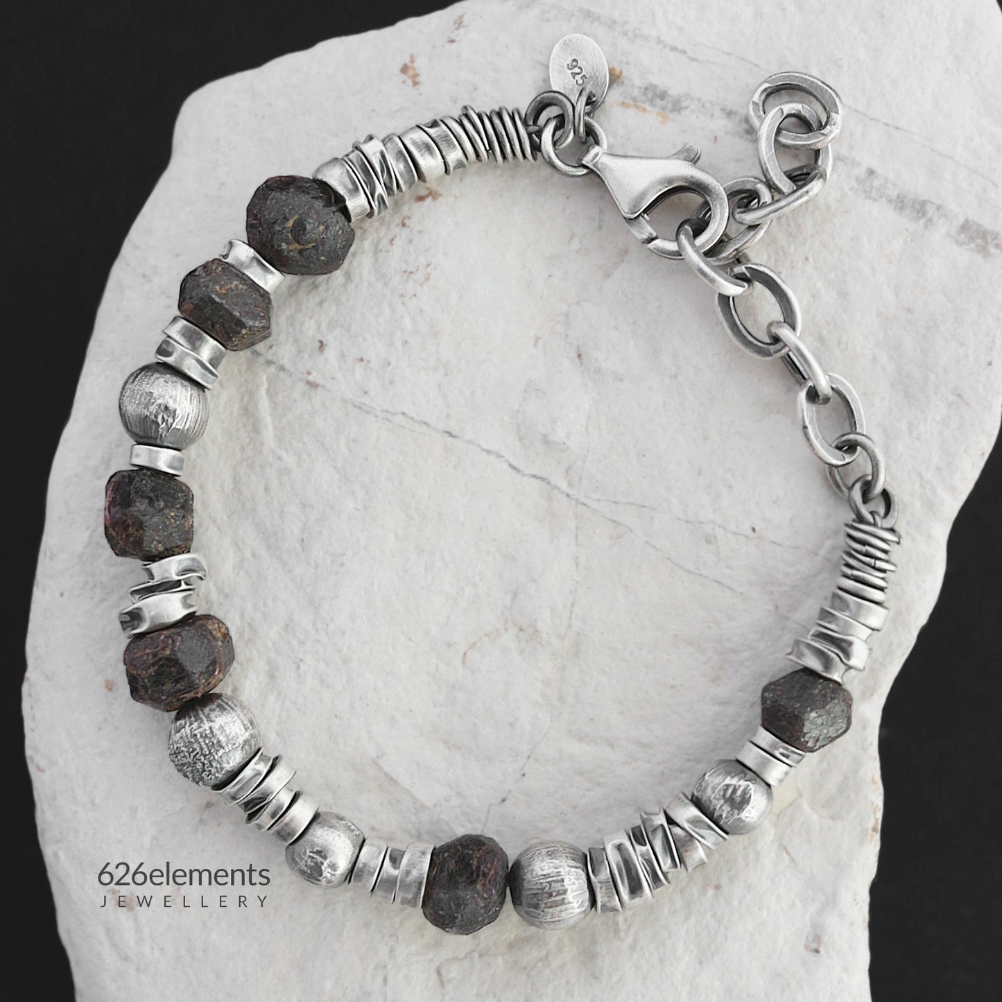 Men's Garnet Sterling Silver Bracelet