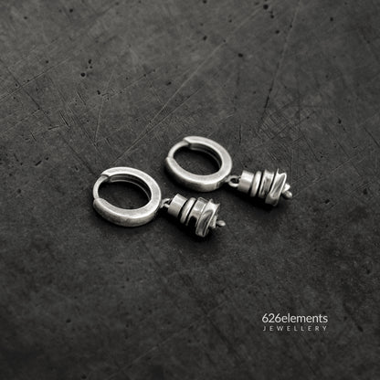 Small Oxidised Sterling Silver Drop Earrings