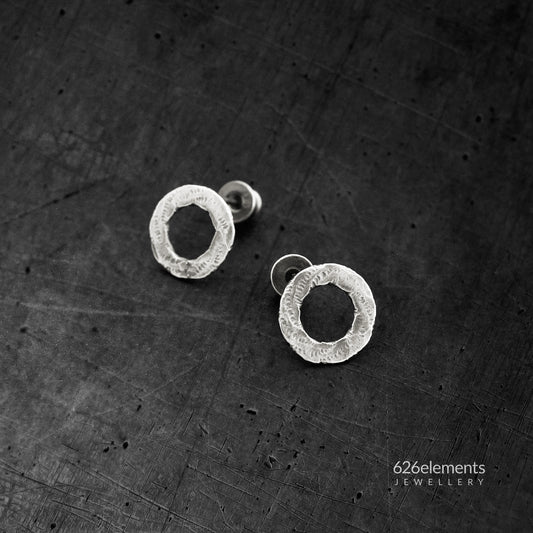 Sterling Silver Oxidised Round Earrings