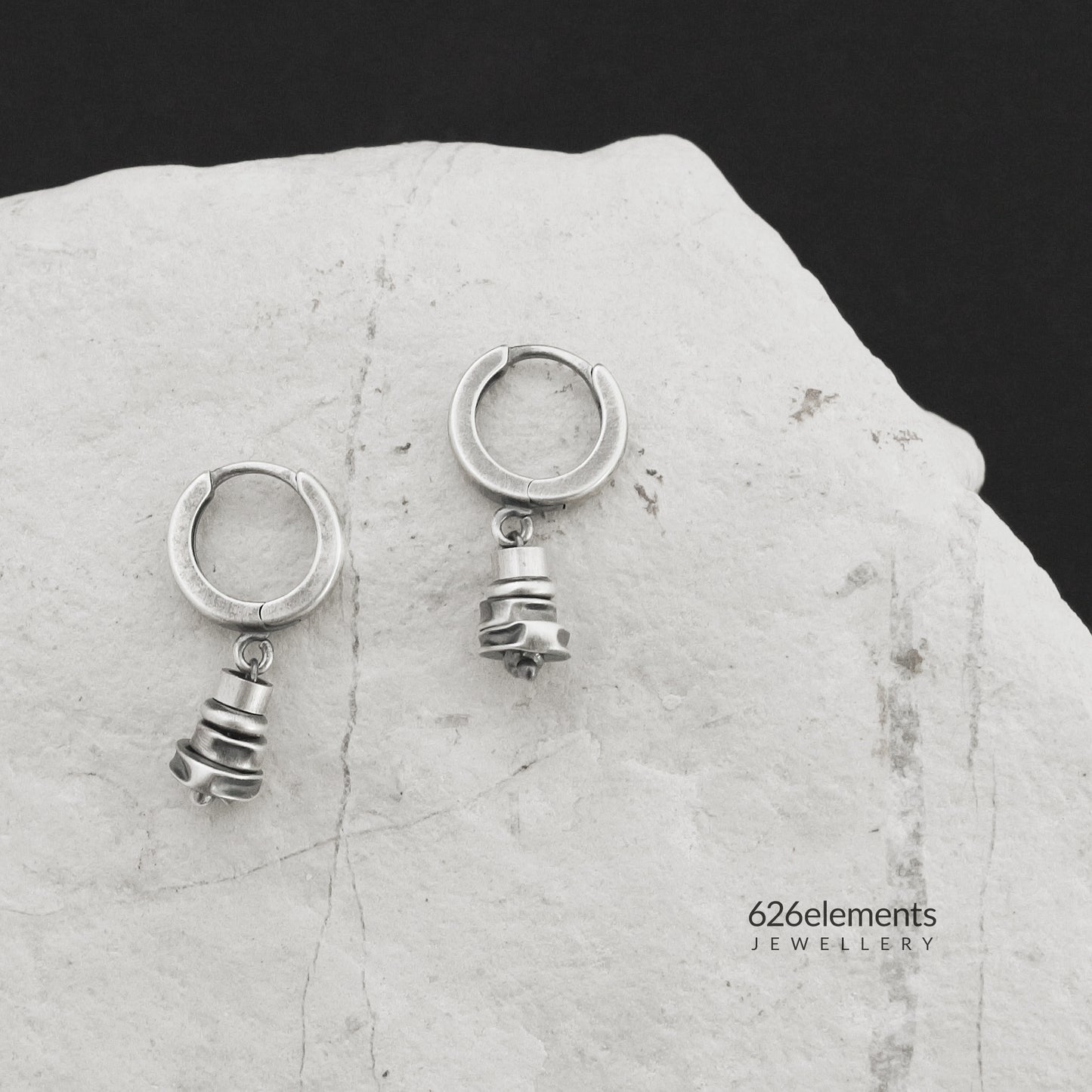 Small Oxidised Sterling Silver Drop Earrings