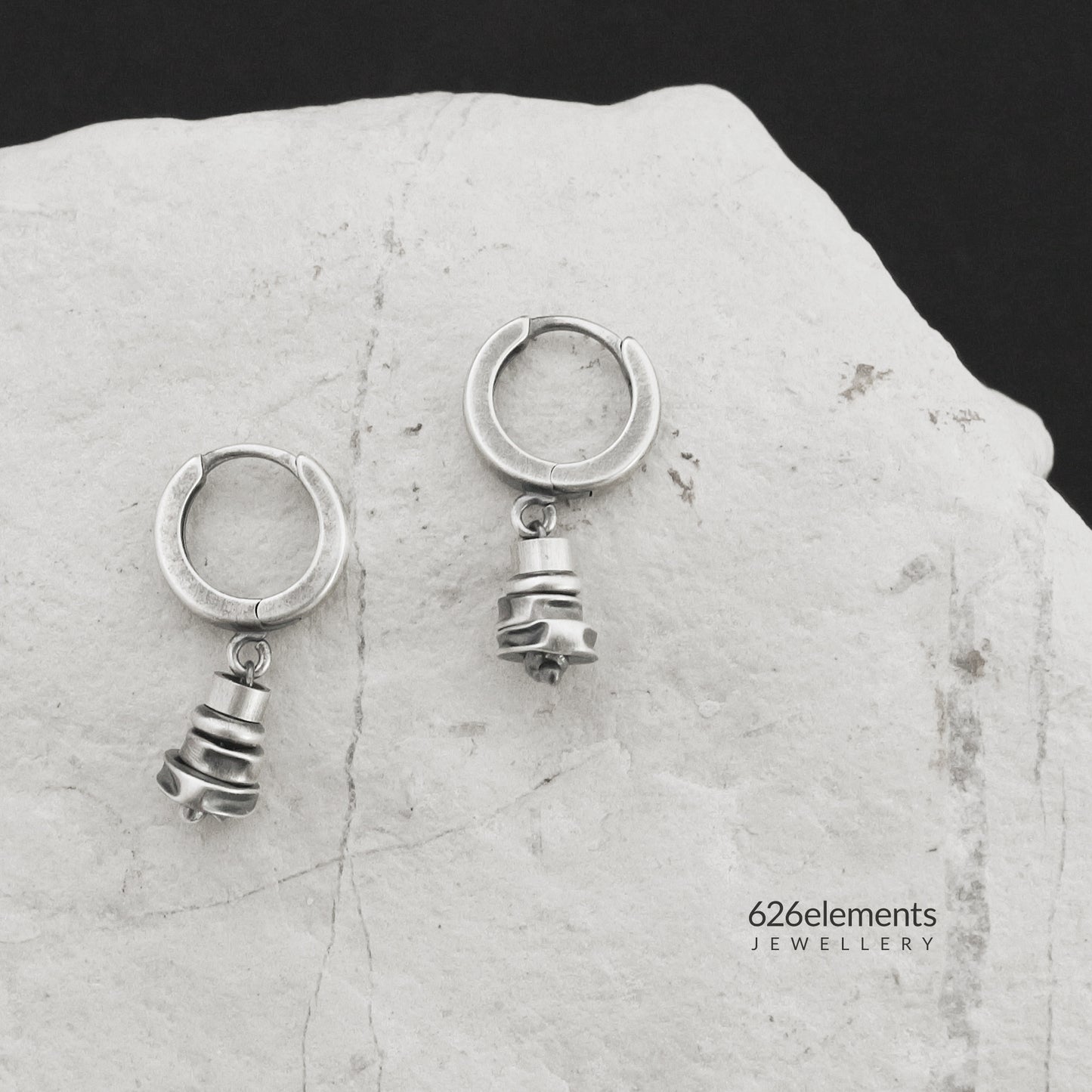 Small Oxidised Sterling Silver Drop Earrings