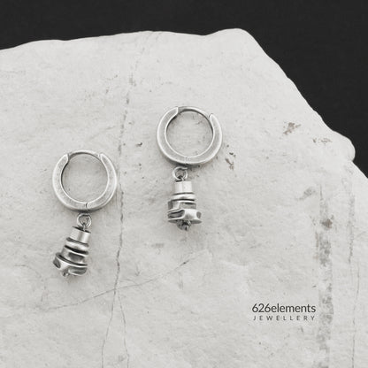 Small Oxidised Sterling Silver Drop Earrings