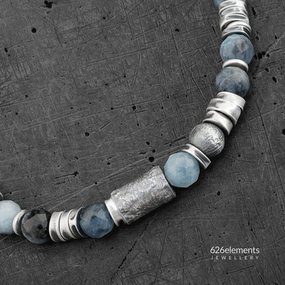 Blue Aquamarine Oxidised Sterling Silver Bracelet