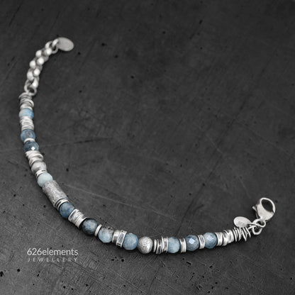 Blue Aquamarine Oxidised Sterling Silver Bracelet