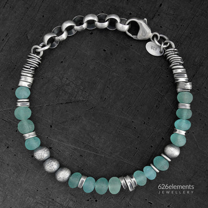 Blue-Green Apatite Oxidised Sterling Silver Bracelet