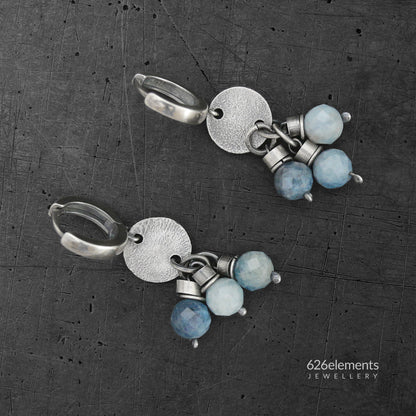 Blue Aquamarine Sterling Silver Earrings