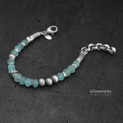 Blue-Green Apatite Oxidised Sterling Silver Bracelet