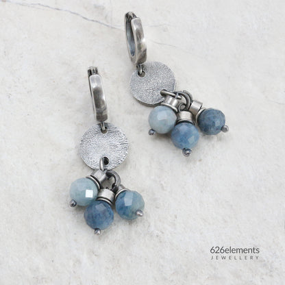 Blue Aquamarine Sterling Silver Earrings