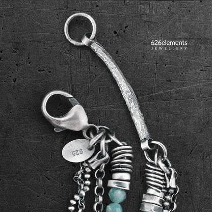 Dusky Green & Pale Blue Kyanite and Oxidised 925 Silver Bracelet