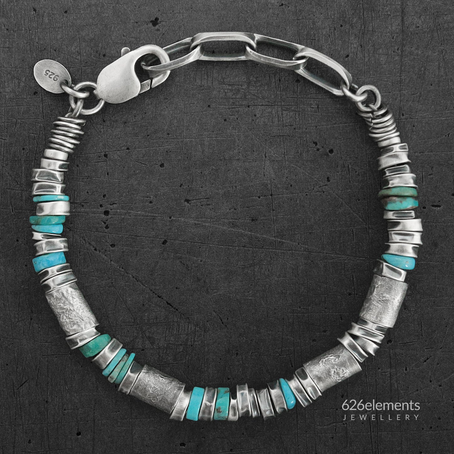 Oxidised Sterling Silver & Turquoise Bracelet