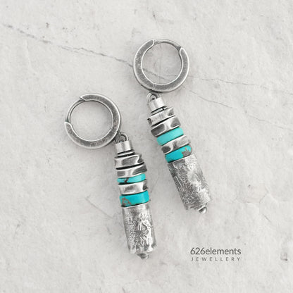 Turquoise & Oxidised 925 Silver Dangle Earrings